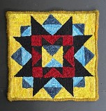 2023 4H. Quilted Star. Hooked by Carol Sventy. Blue Tulip Woolery Design.