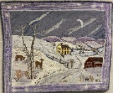 Snow, Deer, and House, designed and hooked by Barbara Lugg